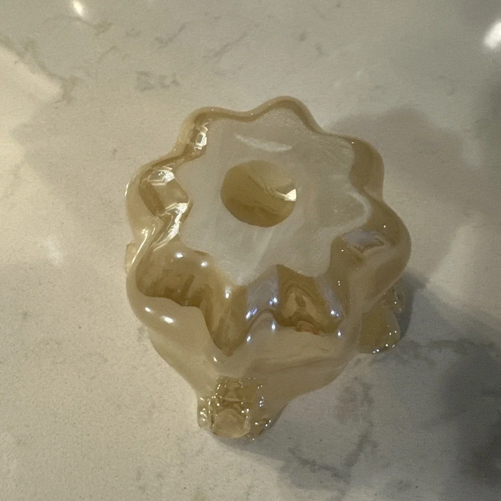 Antonio Tammara Italy Flower Art Glass Cream Beige Off White Vase Votive